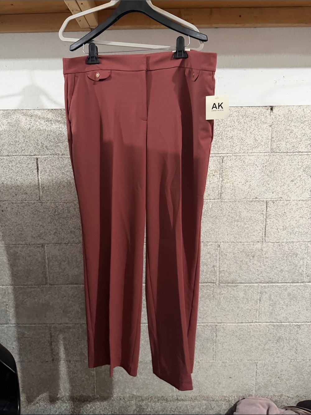Anne Klein Rust-Red Straight Leg Trousers